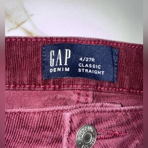 GAP Burgundy Corduroy Pants 4/27R Classic Straight Mid Rise Fall❤️🍓
